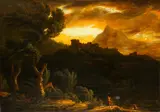 Figures in a stormy landscape by English School, oil on canvas, offered Jun 2015