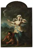 The Finding of Moses; and Samson and Delilah by Francesco Monti, a pair, oil on canvas, shaped tops, sold Jun 2015