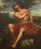 Saint John the Baptist in the Wilderness by Italian School, oil on canvas, sold Jun 2015
