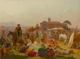 Ein Fest vor den Toren Roms by Johann Conrad Zeller, Um 1840, Öl auf Bütten auf Pappe, sold Nov 2016