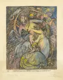 Werden by Heinrich Vogeler, 1921, Radierung, vom Künstler aquarelliert, auf Velin (Wasserzeichen: JW ZANDERS 1922), sold Jun 2016