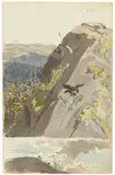 Der „Gebrannte Stein“ mit Blick auf den Beerberg im Thüringer Wald. Nach 1830 by Carl Wagner, Aquarell über Bleistift auf Van-der-Ley-Bütten, sold Jun 2016
