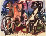 Strandleben by Eduard Bargheer, 1948, Aquarell über Bleistift auf dünnem Papier, sold Nov 2014