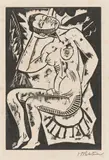 Sitzender Akt by Max Pechstein, 1918, Holzschnitt auf dickem Velin, sold Nov 2015