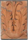 Platte mit Akanthus von der Berliner Bauakademie by Karl Friedrich Schinkel, 1833, Rote Terrakotta von Cornelius Gormann (1796–1861). Modell wohl von Christian Friedrich Tieck (1776–1851) und August Kiss, sold Nov 2013