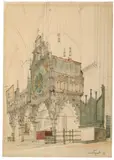 Paul Graeb, Der Lettner im Dom zu Lübeck, 1865, Aquarell und Bleistift auf leichtem Karton