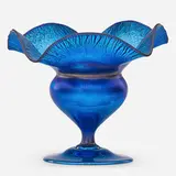 Blue Favrile ruffled compote by Tiffany Studios, sold May 2018
