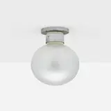 Ceiling lamp by Motoko Ishii, c. 1975, frosted glass, chrome-plated brass, composite, sold Oct 2023