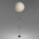 Akari light sculpture model BB3-55D by Isamu Noguchi, washi paper, bamboo, enameled cast iron, sold Oct 2023