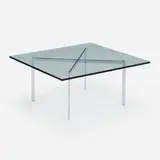 Barcelona coffee table by Ludwig Mies van der Rohe, stainless steel, glass, sold Oct 2023
