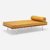 Barcelona daybed by Ludwig Mies van der Rohe, leather, walnut, stainless steel, sold Oct 2023