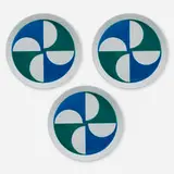Fantasia Italiana dinner plates, set of three by Gio Ponti, 1967, glazed porcelain, sold Oct 2023