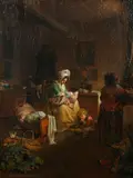The nursery by Continental School, 19th Century, indistinctly signed (lower left) oil on panel, sold Apr 2015