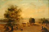 English School 19th century, Harvest landscape; and companion