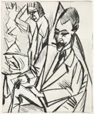 Gewecke und Erna by Ernst Ludwig Kirchner, 1913, Kaltnadel auf Velin, sold May 2014