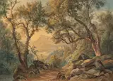 Blick auf das Etschtal bei Schloß Tirol by Carl Hummel, 1871, Aquarell auf festem Papier, sold Nov 2014