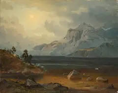 Bergsee by Leopold Rottmann, Öl auf Leinwand. Doubliert, sold Nov 2014