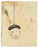 Ohne Titel (Selbst) by Norbert Schwontkowski, 1998, Mischtechnik auf gelblichem Papier, sold Oct 2018