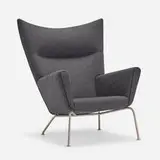 Hans J. Wegner, Wing lounge chair, model CH445, upholstery, stainless steel