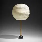 Akari light sculpture, model 41S by Isamu Noguchi, washi paper, bamboo, enameled cast iron, sold Oct 2023
