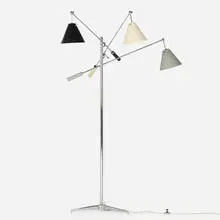 Triennale floor lamp, model 12128 by Angelo Lelii, 1947, chrome-plated steel, enameled aluminum, sold Oct 2023