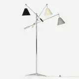 Triennale floor lamp, model 12128 by Angelo Lelii, 1947, chrome-plated steel, enameled aluminum, sold Oct 2023