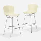 Barstools, pair by Harry Bertoia, 1952 / 1971, chrome-plated steel, lacquered fiberglass, sold Oct 2023