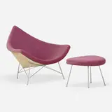 Coconut chair and ottoman by George Nelson & Associates, 1956, upholstery, chrome-plated steel, fiberglass, sold Oct 2023
