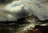 Gustave de Breanski, Castle on a Scottish headland, oil on canvas