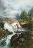 'Cascade du Latour, Canterets, Pyrenees' by George M. Sutherland, watercolour heightened with bodycolour and white, offered Apr 2015