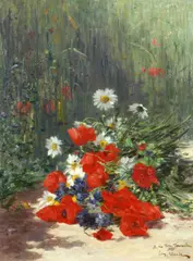 Still life with poppies by Eugène Claude, oil on canvas, offered Apr 2015