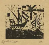 Schiffe und Sonne, 1 by Lyonel Feininger, 1918, Holzschnitt auf graubraunem Seidenpapier, sold May 2019