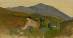 Blick von Civitella auf den Monte Serone by Albert Venus, Öl auf Leinwand. Doubliert, sold Oct 2018