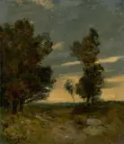 Abenddämmerung by Henri Harpignies, 1896, Öl auf Holz, sold Nov 2017