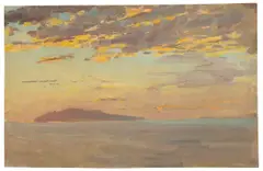 Deutsch, um 1890, Capri im Abendlicht, Öl auf Leinwand auf Pappe