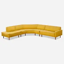 Sectional sofa and table by attribution Harvey Probber, c. 1957, upholstery, oak, sold Oct 2023