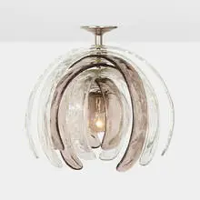 Chandelier by Mazzega, c. 1965, glass, nickel-plated brass, sold Oct 2023