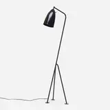 Floor lamp by Greta Magnusson Grossman, c. 1970, enameled steel, enameled aluminum, brass, sold Aug 2023