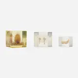 Paperweights, set of three by William Rolfe, c. 1985, resin, sold Aug 2023
