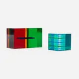 Rectangle and cubo by Modern, c. 1965, resin, sold Aug 2023