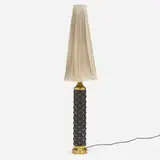 Floor lamp by Boréns, c. 1960, brass, enameled brass, silk, sold Aug 2023