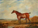 Bay hunter before a parkland view by Dean Wolstenholme the younger, oil on canvas, sold Apr 2015