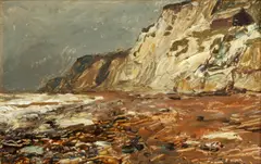 Coastal scenes, a pair by Thomas R. Huson, oil on board, sold Apr 2015