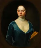 English School 19th century, Portrait of a lady in a blue dress