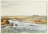 A moorland river, with angler on the bank by Samuel Jonh Lamorna Birch, sold Apr 2015