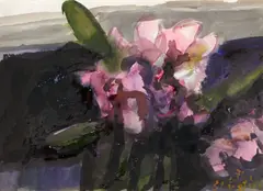 Blumen by Klaus Fußmann, 1981, Aquarell und Deckweiß auf leicht genarbtem Papier (aus einem Skizzenblock), sold Dec 2016