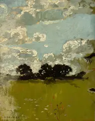 Wiese by August Deusser, Um 1900, Öl auf Papier auf Pappe, sold Nov 2017