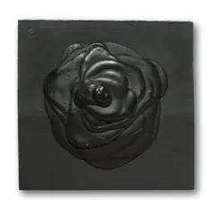 Schwarze Rose by Dieter Roth, 1969, Acryl auf schwarz gefasstem Tannenholz, sold Jun 2017