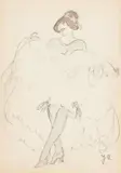 Cancan Tänzerin by Jeanne Mammen, Um 1927, Aquarell und Bleistift auf Papier, sold Dec 2017