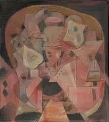 Formen in Rot by Ludwig Egidius Ronig, 1954, Tempera auf Leinwand, sold Dec 2017